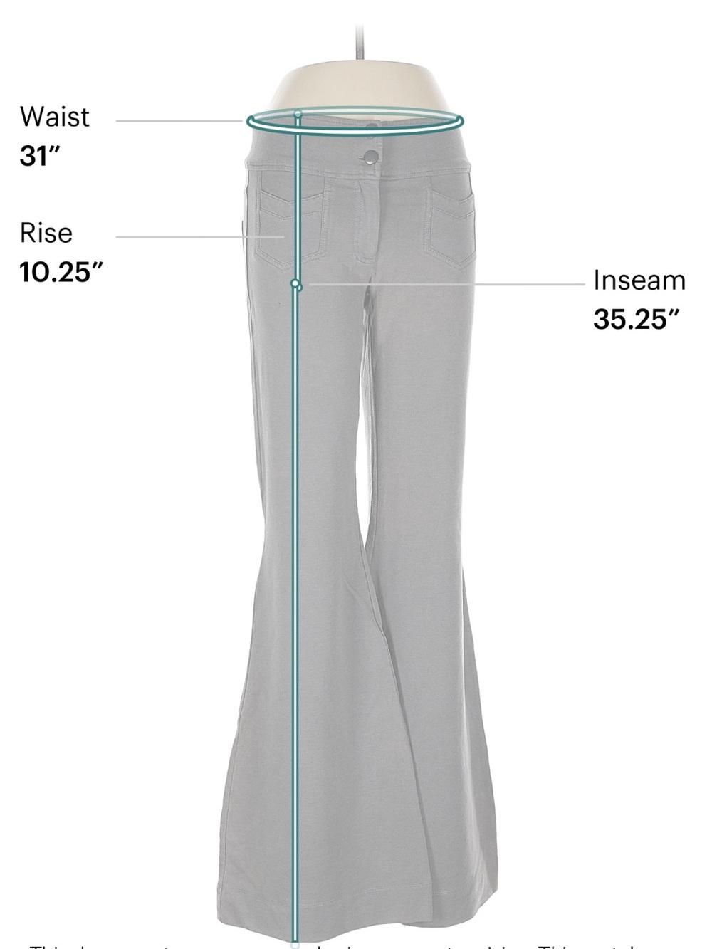 Women's Gray Boot Cut Flare Pants - Stretch Waist - Picture 3 of 5